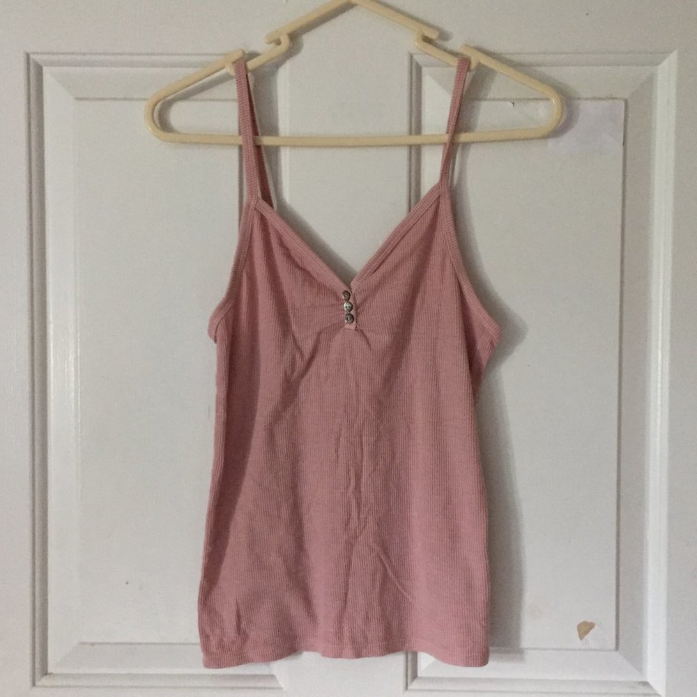 SOLD Light Pink Ribbed Henley Tank
